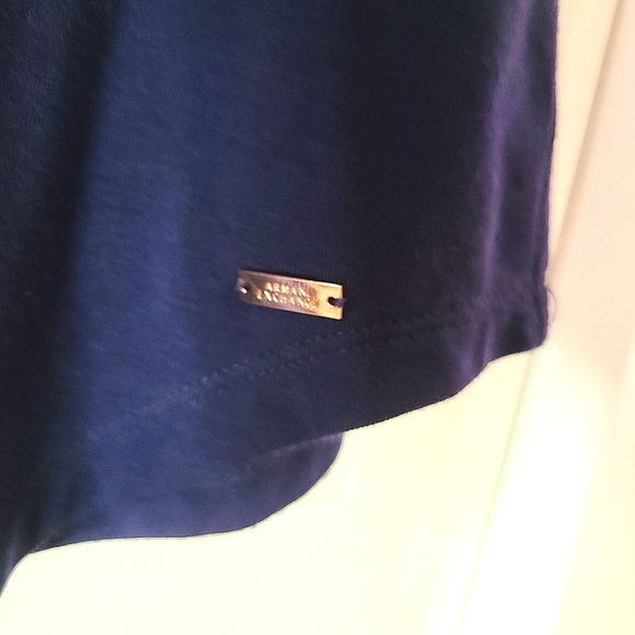 Armani Exchange Mix Media Keyhole Sleeveless Indigo Top - Small - Picture 4 of 5